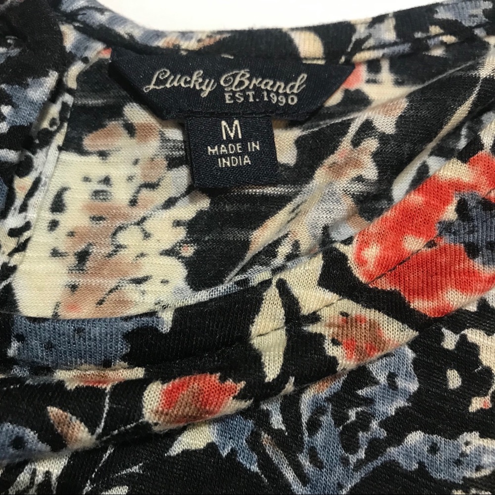 Lucky Brand Floral Ruffle Button Back Tank - Picture 2 of 7